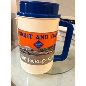 Vintage Thermo-Serv Wells Fargo “Night and Day – The Fargo Way” Travel Mug w Lid
